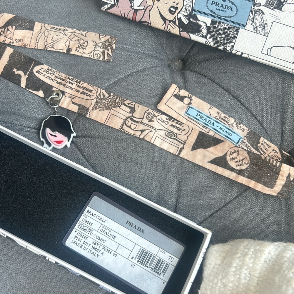 NIB Prada Tessuto Comic Choker in Opaline‎ Made in Italy - Picture 2 of 7